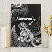 New Zealand Maori Taniwha Canvas Wall Art Silver Fern Black Version LT05 Without Frame Black - Polynesian Pride