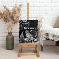 New Zealand Maori Taniwha Canvas Wall Art Silver Fern Black Version LT05 - Polynesian Pride