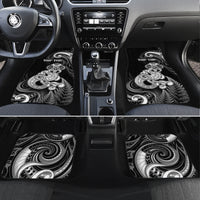 Personalised New Zealand Maori Taniwha Car Mats Silver Fern Black Version LT05 Set 4pcs Black - Polynesian Pride