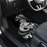 Personalised New Zealand Maori Taniwha Car Mats Silver Fern Black Version LT05 - Polynesian Pride