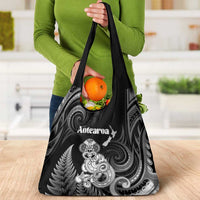 New Zealand Maori Taniwha Grocery Bag Silver Fern Black Version LT05 - Polynesian Pride