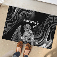 New Zealand Maori Taniwha Rubber Doormat Silver Fern Black Version LT05 - Polynesian Pride