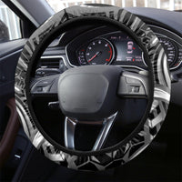 New Zealand Maori Taniwha Steering Wheel Cover Silver Fern Black Version LT05 - Polynesian Pride