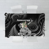 New Zealand Maori Taniwha Tablecloth Silver Fern Black Version LT05 Black - Polynesian Pride