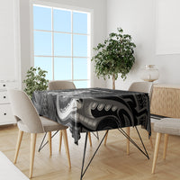 New Zealand Maori Taniwha Tablecloth Silver Fern Black Version LT05 - Polynesian Pride