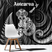 New Zealand Maori Taniwha Window Curtain Silver Fern Black Version LT05 - Polynesian Pride