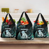 New Zealand Maori Taniwha Grocery Bag Silver Fern Paua Shell Version LT05 3-pack One Size Turquoise - Polynesian Pride