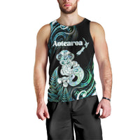 Personalised New Zealand Maori Taniwha Men Tank Top Silver Fern Paua Shell Version LT05 - Polynesian Pride