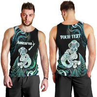 Personalised New Zealand Maori Taniwha Men Tank Top Silver Fern Paua Shell Version LT05 - Polynesian Pride