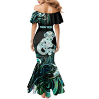 Personalised New Zealand Maori Taniwha Mermaid Dress Silver Fern Paua Shell Version LT05 - Polynesian Pride