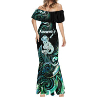 Personalised New Zealand Maori Taniwha Mermaid Dress Silver Fern Paua Shell Version LT05 - Polynesian Pride