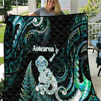 New Zealand Maori Taniwha Quilt Silver Fern Paua Shell Version