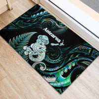 New Zealand Maori Taniwha Rubber Doormat Silver Fern Paua Shell Version LT05 - Polynesian Pride