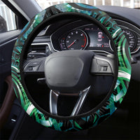 New Zealand Maori Taniwha Steering Wheel Cover Silver Fern Paua Shell Version LT05 - Polynesian Pride