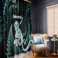 New Zealand Maori Taniwha Window Curtain Silver Fern Paua Shell Version LT05 - Polynesian Pride