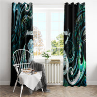 New Zealand Maori Taniwha Window Curtain Silver Fern Paua Shell Version LT05 - Polynesian Pride