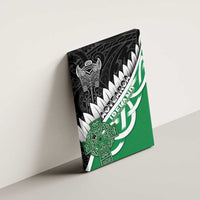 New Zealand And Ireland Rugby Canvas Wall Art Silver Fern With Celtic Cross