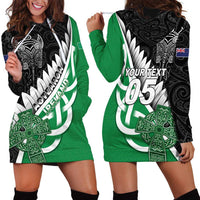 New Zealand And Ireland Rugby Custom Hoodie Dress Silver Fern With Celtic Cross