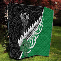 New Zealand And Ireland Rugby Quilt Silver Fern With Celtic Cross
