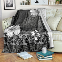 Hawaii Hibiscus With Black Polynesian Pattern Blanket LT05 Black - Polynesian Pride