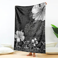 Hawaii Hibiscus With Black Polynesian Pattern Blanket LT05 - Polynesian Pride