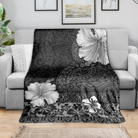Hawaii Hibiscus With Black Polynesian Pattern Blanket LT05 - Polynesian Pride