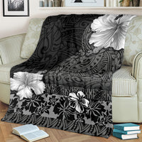 Hawaii Hibiscus With Black Polynesian Pattern Blanket LT05 - Polynesian Pride