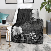 Hawaii Hibiscus With Black Polynesian Pattern Blanket LT05 - Polynesian Pride