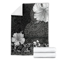 Hawaii Hibiscus With Black Polynesian Pattern Blanket LT05 - Polynesian Pride