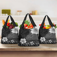 Hawaii Hibiscus With Black Polynesian Pattern Grocery Bag LT05 3-pack One Size Black - Polynesian Pride