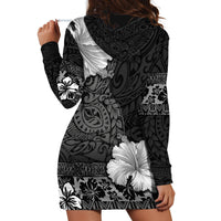 Hawaii Hibiscus With Black Polynesian Pattern Hoodie Dress LT05 - Polynesian Pride