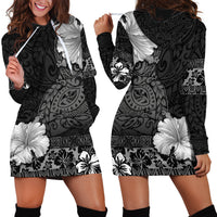 Hawaii Hibiscus With Black Polynesian Pattern Hoodie Dress LT05 - Polynesian Pride