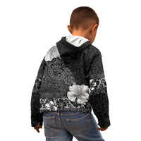 Hawaii Hibiscus With Black Polynesian Pattern Kid Hoodie