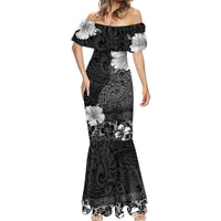 Hawaii Hibiscus With Black Polynesian Pattern Mermaid Dress LT05 - Polynesian Pride