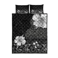 Hawaii Hibiscus With Black Polynesian Pattern Quilt Bed Set LT05 - Polynesian Pride