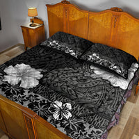 Hawaii Hibiscus With Black Polynesian Pattern Quilt Bed Set LT05 - Polynesian Pride