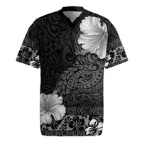 Hawaii Hibiscus With Black Polynesian Pattern Rugby Jersey