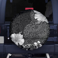 Hawaii Hibiscus With Black Polynesian Pattern Spare Tire Cover LT05 - Polynesian Pride