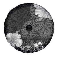Hawaii Hibiscus With Black Polynesian Pattern Spare Tire Cover LT05 - Polynesian Pride