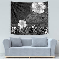 Hawaii Hibiscus With Black Polynesian Pattern Tapestry LT05 - Polynesian Pride