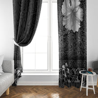 Hawaii Hibiscus With Black Polynesian Pattern Window Curtain LT05 - Polynesian Pride