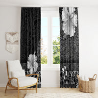 Hawaii Hibiscus With Black Polynesian Pattern Window Curtain LT05 - Polynesian Pride