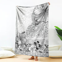 Hawaii Hibiscus With White Polynesian Pattern Blanket LT05 - Polynesian Pride