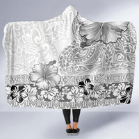 Hawaii Hibiscus With White Polynesian Pattern Hooded Blanket LT05 - Polynesian Pride