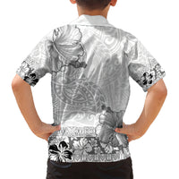 Hawaii Hibiscus With White Polynesian Pattern Kid Hawaiian Shirt LT05 - Polynesian Pride