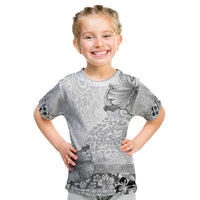 Hawaii Hibiscus With White Polynesian Pattern Kid T Shirt