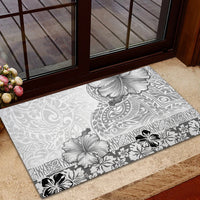 Hawaii Hibiscus With White Polynesian Pattern Rubber Doormat LT05 - Polynesian Pride