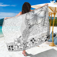 Hawaii Hibiscus With White Polynesian Pattern Sarong