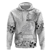 Hawaii Hibiscus With White Polynesian Pattern Zip Hoodie