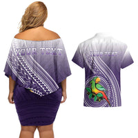 Personalized Manua High School Couples Matching Off Shoulder Short Dress and Hawaiian Shirt Polynesian Tribal Pattern LT05 - Polynesian Pride